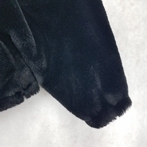 Ivy Blossom Women's XL Faux Fur Zip-up Black Bomber Jacket Pockets - Picture 3 of 8